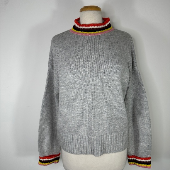 Boden Sweaters - Boden Women's Size M Gray Sweater Multicolor Turtleneck Wool Cotton Blend